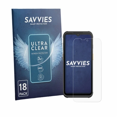 Face avant d’un emballage produit avec le logo de la marque Savvies. À côté, l’appareil Werock Rockscan A260 est représenté av