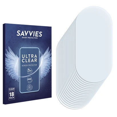 Face avant d’un emballage produit avec le logo de la marque Savvies. À côté se trouve la protection d’écran correspondante.