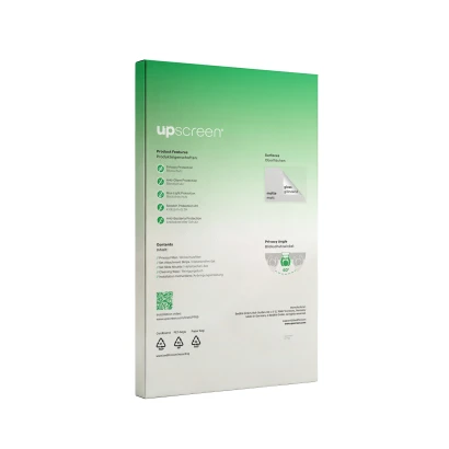 Face arrière d’un emballage produit avec le logo de la marque upscreen