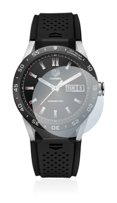 Image de l'appareil TAG Heuer Connected 46 avec une grande variété de protections d'écran.