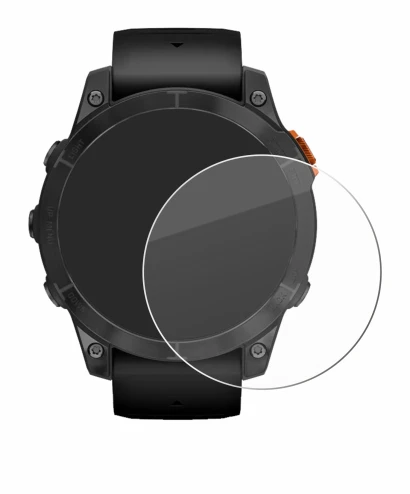 Image de l'appareil Garmin Fenix 7 Pro Solar (47 mm) avec une grande variété de protections d'écran.