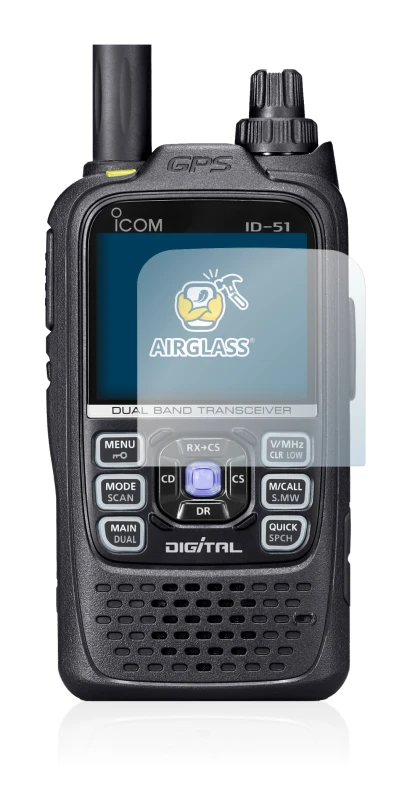 Image de l'appareil Icom ID-51 avec une grande variété de protections d'écran.