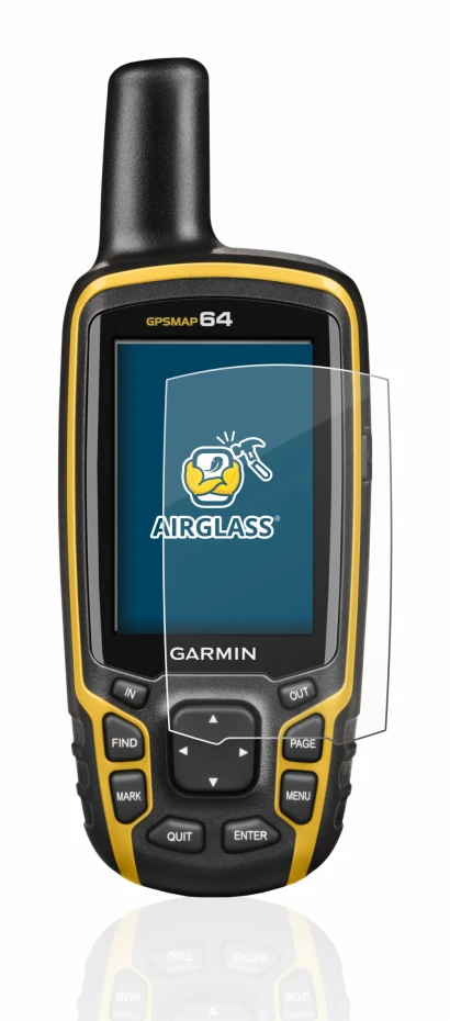 Image de l'appareil Garmin GPSMAP 64 avec une grande variété de protections d'écran.