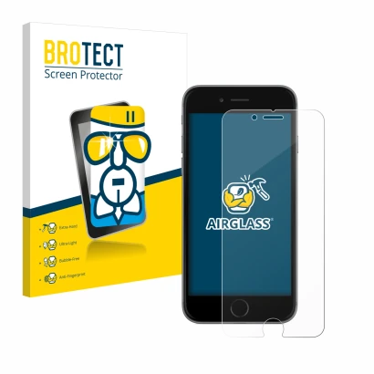 Face avant d’un emballage produit avec le logo de la marque BROTECT. À côté, l’appareil Apple iPhone 6S est représenté avec la