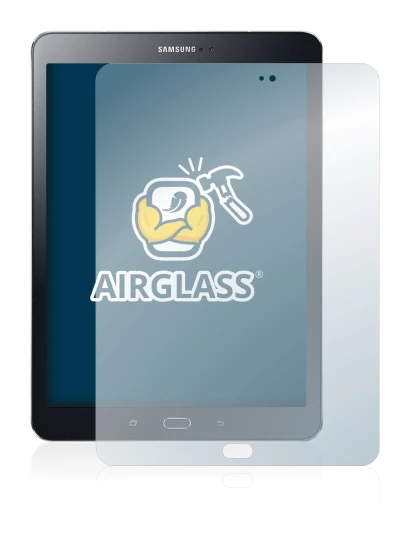 Image de l'appareil Samsung Galaxy Tab S2 9.7 avec une grande variété de protections d'écran.