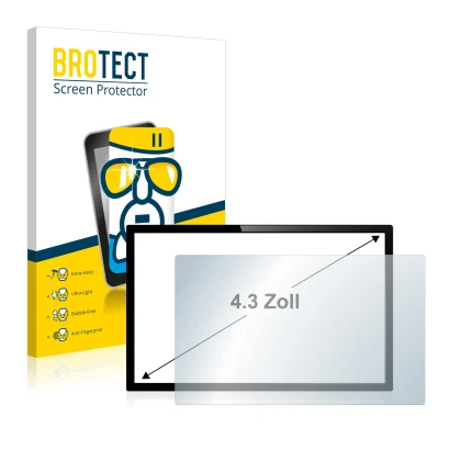 Face avant d’un emballage produit avec le logo de la marque BROTECT. À côté, l’appareil est représenté avec la protection d’éc