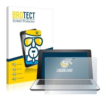 Face avant d’un emballage produit avec le logo de la marque BROTECT. À côté, l’appareil HP Elite x2 1012 G1 est représenté ave