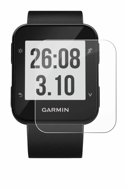 Image de l'appareil Garmin Forerunner 30 avec une grande variété de protections d'écran.