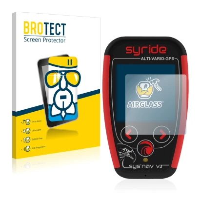 Face avant d’un emballage produit avec le logo de la marque BROTECT. À côté, l’appareil Syride Sys'Nav V3 est représenté avec