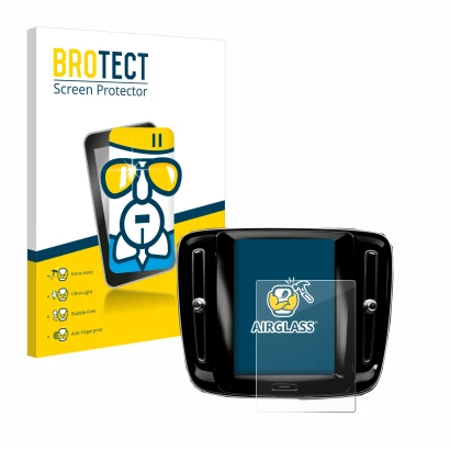 Face avant d’un emballage produit avec le logo de la marque BROTECT. À côté, l’appareil Volvo XC40 Sensus Connect 8.7" 2018-20