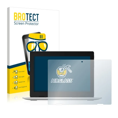 Face avant d’un emballage produit avec le logo de la marque BROTECT. À côté, l’appareil Lenovo IdeaPad D330 est représenté ave