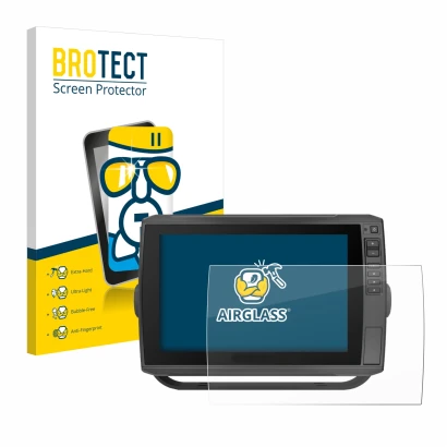 Face avant d’un emballage produit avec le logo de la marque BROTECT. À côté, l’appareil Garmin ECHOMAP Ultra 102sv est représe