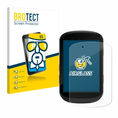 Face avant d’un emballage produit avec le logo de la marque BROTECT. À côté, l’appareil Garmin Edge 830 est représenté avec la