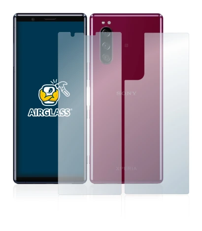 Image de l'appareil Sony Xperia 5 (Avant+Arrière) avec une grande variété de protections d'écran.