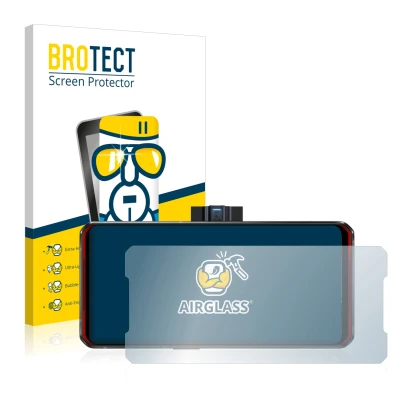 Face avant d’un emballage produit avec le logo de la marque BROTECT. À côté, l’appareil Lenovo Legion Duel est représenté avec