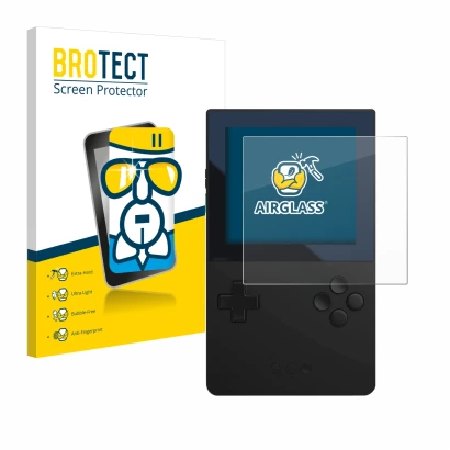 Face avant d’un emballage produit avec le logo de la marque BROTECT. À côté, l’appareil Analogue Pocket est représenté avec la