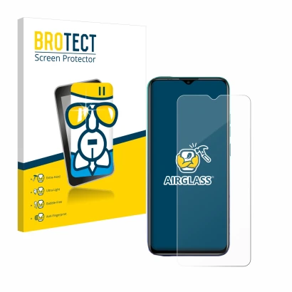 Face avant d’un emballage produit avec le logo de la marque BROTECT. À côté, l’appareil Ulefone Note 9P est représenté avec la