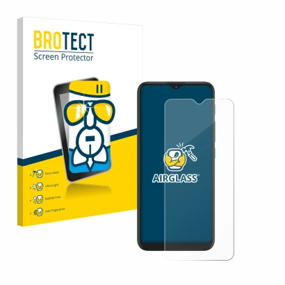 Face avant d’un emballage produit avec le logo de la marque BROTECT. À côté, l’appareil Motorola Moto G9 Play est représenté a