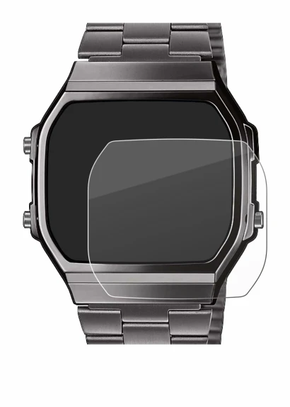 Image de l'appareil Casio A168WEGG-1BEF avec une grande variété de protections d'écran.