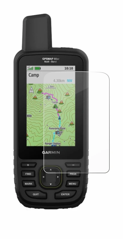 Image de l'appareil Garmin GPSMAP 66sr avec une grande variété de protections d'écran.