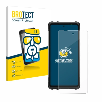 Face avant d’un emballage produit avec le logo de la marque BROTECT. À côté, l’appareil Ulefone Armor 10 5G est représenté ave