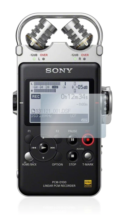 Image de l'appareil Sony PCM D100 avec une grande variété de protections d'écran.