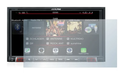 Image de l'appareil Alpine iLX-702D avec une grande variété de protections d'écran.