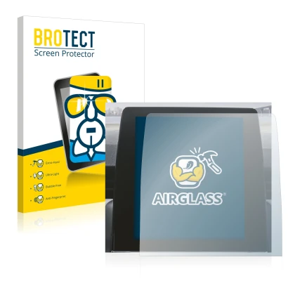 Face avant d’un emballage produit avec le logo de la marque BROTECT. À côté, l’appareil Renault Zoe 2020 Easy Link 9.3" est re