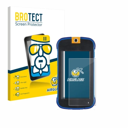 Face avant d’un emballage produit avec le logo de la marque BROTECT. À côté, l’appareil Vtech Kidicom Max 3.0 est représenté a