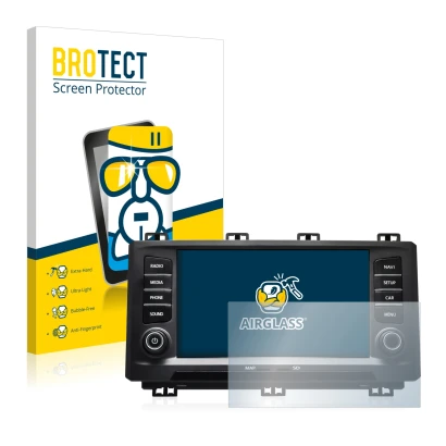 Face avant d’un emballage produit avec le logo de la marque BROTECT. À côté, l’appareil Seat Ateca 2017 est représenté avec la