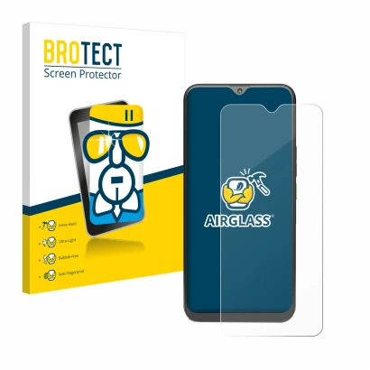 Face avant d’un emballage produit avec le logo de la marque BROTECT. À côté, l’appareil 4G Systems Rephone est représenté avec