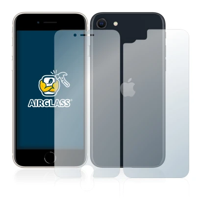 Image de l'appareil Apple iPhone SE 3 2022 (Avant+Arrière) avec une grande variété de protections d'écran.