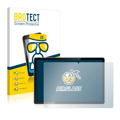 Face avant d’un emballage produit avec le logo de la marque BROTECT. À côté, l’appareil Blackview Tab 12 est représenté avec l