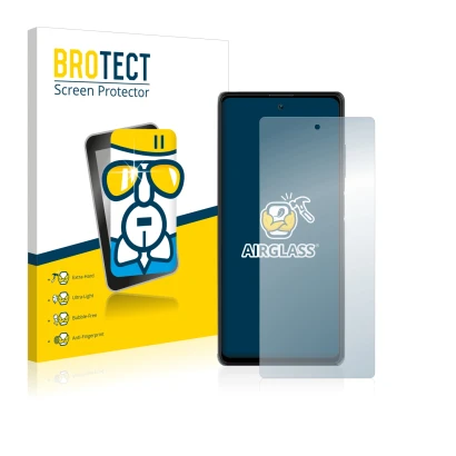 Face avant d’un emballage produit avec le logo de la marque BROTECT. À côté, l’appareil Blackview A100 est représenté avec la 