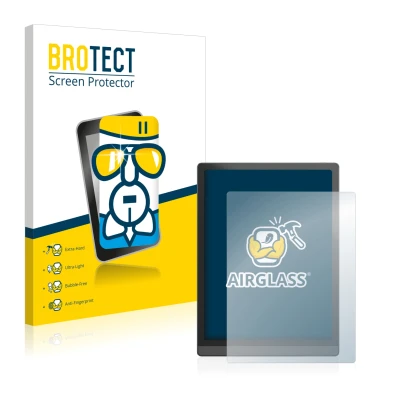 Face avant d’un emballage produit avec le logo de la marque BROTECT. À côté, l’appareil Boox Tab X est représenté avec la prot