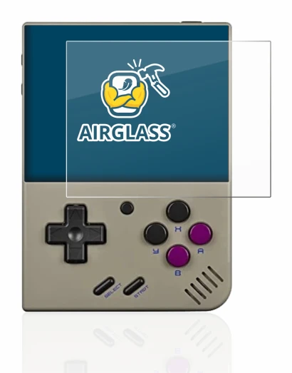 Image de l'appareil Miyoo Mini Plus avec une grande variété de protections d'écran.