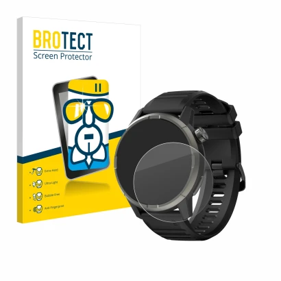 Face avant d’un emballage produit avec le logo de la marque BROTECT. À côté, l’appareil Kiprun GPS 900 by Coros est représenté