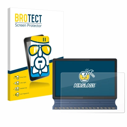 Face avant d’un emballage produit avec le logo de la marque BROTECT. À côté, l’appareil Lenovo IdeaPad Duet 3i Gen 8 11