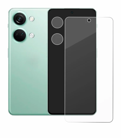 Image de l'appareil OnePlus Nord 3 5G (Avant+Caméra) avec une grande variété de protections d'écran.