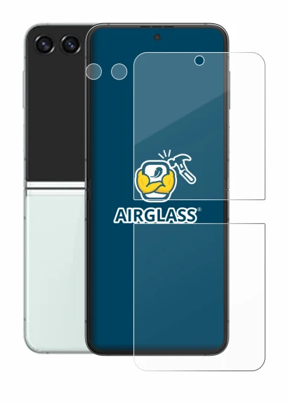 Image de l'appareil Samsung Galaxy Z Flip 5 (Avant+Caméra) avec une grande variété de protections d'écran.