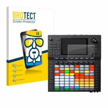 Face avant d’un emballage produit avec le logo de la marque BROTECT. À côté, l’appareil Akai Force est représenté avec la prot
