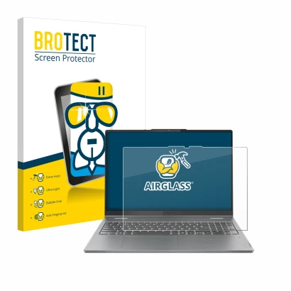 Face avant d’un emballage produit avec le logo de la marque BROTECT. À côté, l’appareil Lenovo IdeaPad 5 2-in-1 Gen 9 16" est