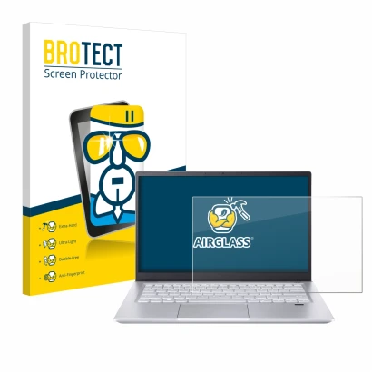 Face avant d’un emballage produit avec le logo de la marque BROTECT. À côté, l’appareil Acer Swift X 14 SFX14-72G Non-Touch es