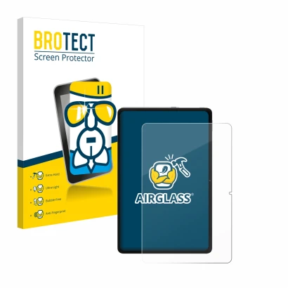 Face avant d’un emballage produit avec le logo de la marque BROTECT. À côté, l’appareil Xiaomi Redmi Pad Pro est représenté av