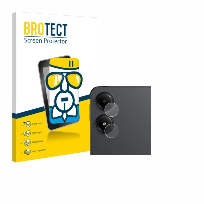 Face avant d’un emballage produit avec le logo de la marque BROTECT. À côté, l’appareil Xiaomi Redmi Pad Pro (Caméra UNIQUEMEN