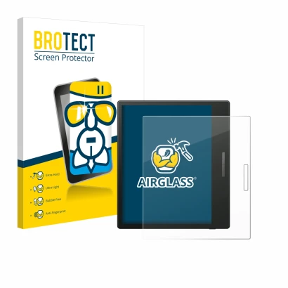 Face avant d’un emballage produit avec le logo de la marque BROTECT. À côté, l’appareil Boox Go Color 7 est représenté avec la