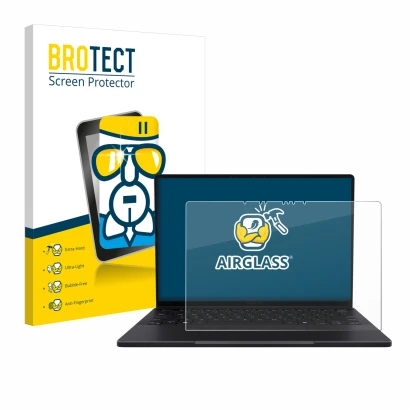 Face avant d’un emballage produit avec le logo de la marque BROTECT. À côté, l’appareil ASUS ProArt PX13 est représenté avec l