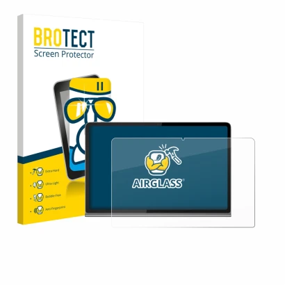 Face avant d’un emballage produit avec le logo de la marque BROTECT. À côté, l’appareil Lenovo Tab Plus est représenté avec la