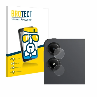 Face avant d’un emballage produit avec le logo de la marque BROTECT. À côté, l’appareil Xiaomi Redmi Pad Pro 5G (Caméra UNIQUE