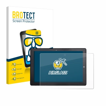 Face avant d’un emballage produit avec le logo de la marque BROTECT. À côté, l’appareil Awow AiBook 10 est représenté avec la